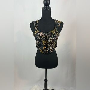🐚2 for $20🐚 Black Floral Crop Top